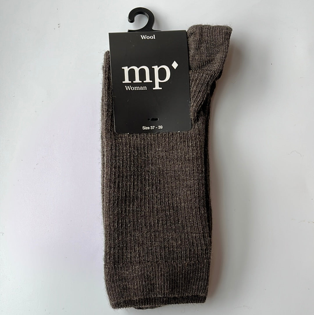 MP Denmark - Strümpfe aus Wolle 'Fine Wool Rib Socks - Dark Brown'