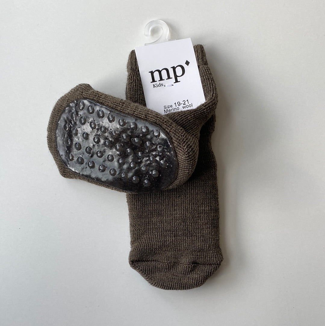 MP Denmark - Rutschfeste Socken aus Wolle 'Wool socks, anti-slip - Brown Melange'