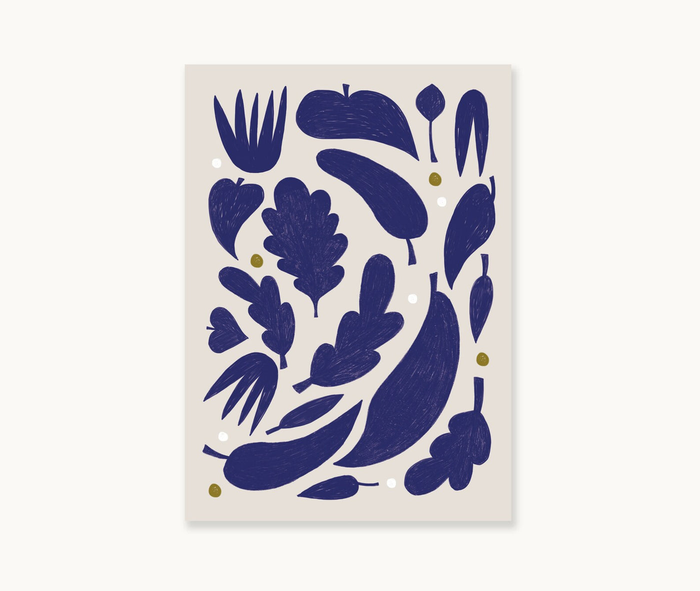 Postkarte A6 - Leaves Blue