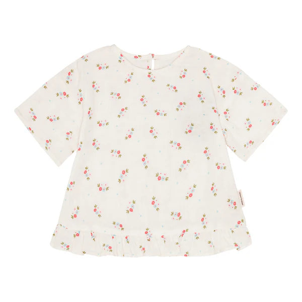 Okker-Gokker - T-shirt mit Blumen 'MUSLIN AOP BLUE FLORAL SS T-SHIRT - BLUE FLORAL'