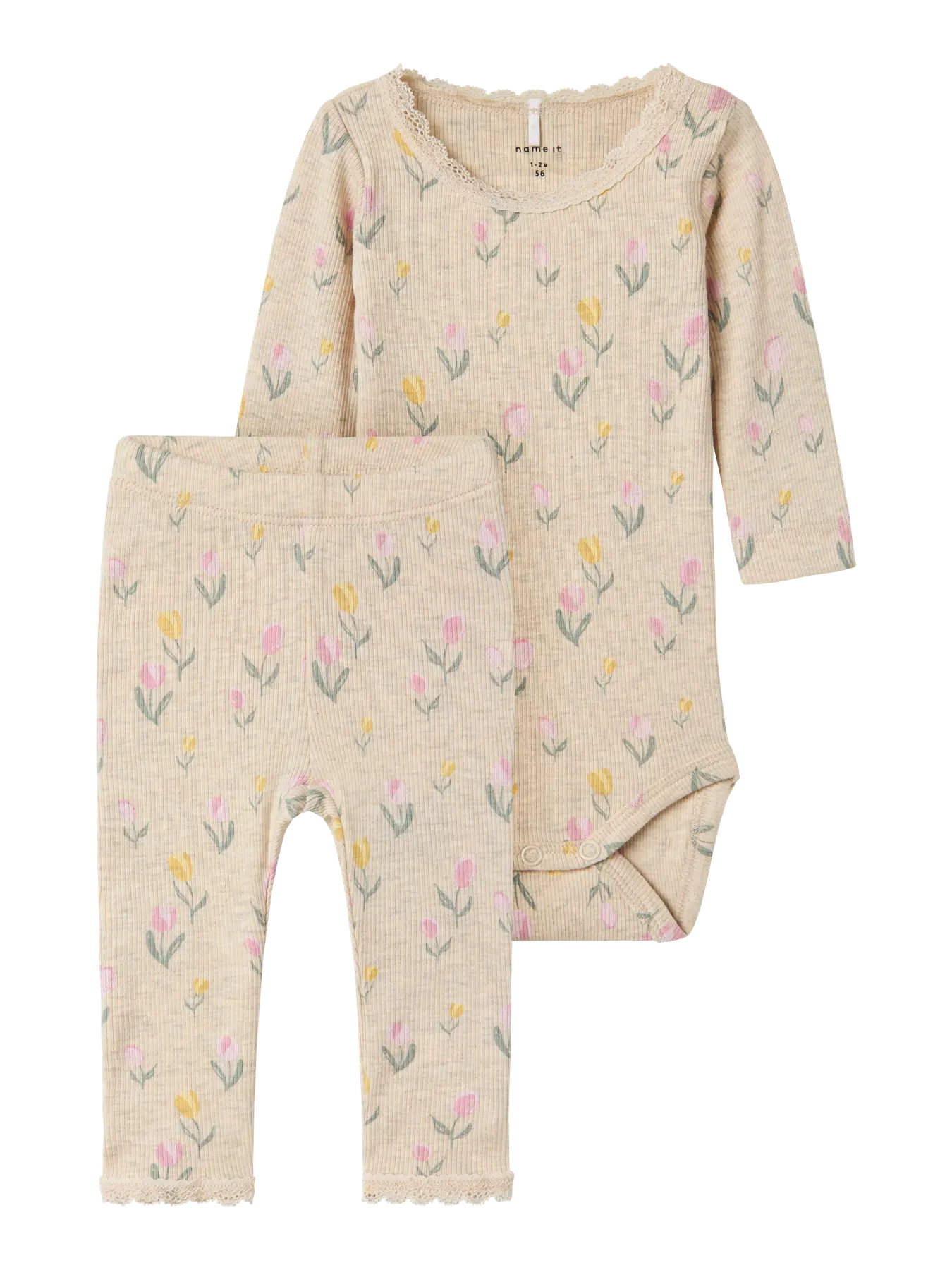 Name it - Set Body und Leggings 'NBFFLOWERKAB LS BODY BOX SET - Peyote Melange'