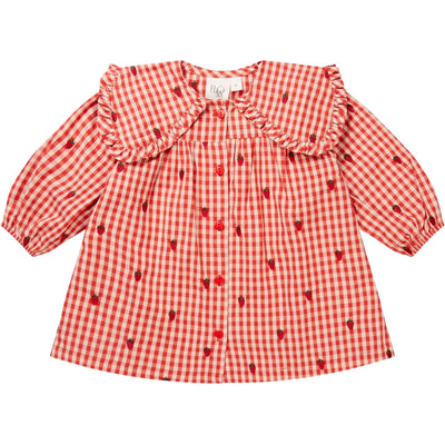 Flöss - Kleid mit Erdbeere 'Molly LS Dress - Berry Gingham'