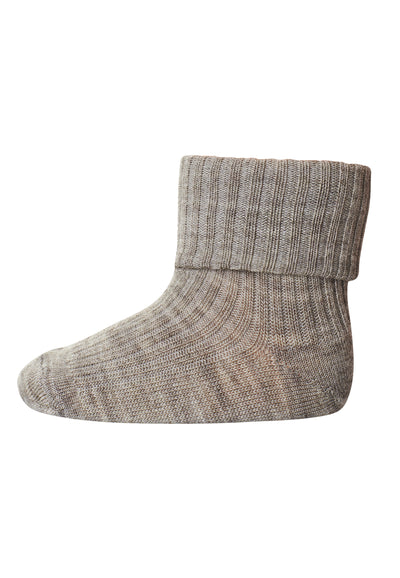 MP Denmark - Strümpfen aus Wolle 'Wool rib baby socks - Light Brown Melange'