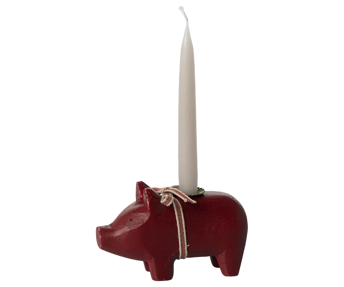 Maileg - 'Kerzenhalter, Kleines Schwein - Rot'
