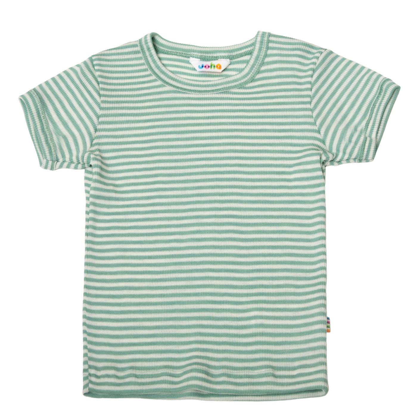Joha - T-Shirt aus Wolle/Seide 'Blouse w /short sleeves - Grün gestreift'