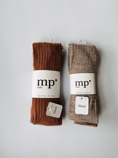 MP Denmark - Strumpfhose aus Wolle 'Wool  rib  tights - Light Brown Melange'