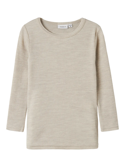 Name it - Shirt 'NMNWAX WOOL RIB LS TOP NOOS - Nacreous Cloud'