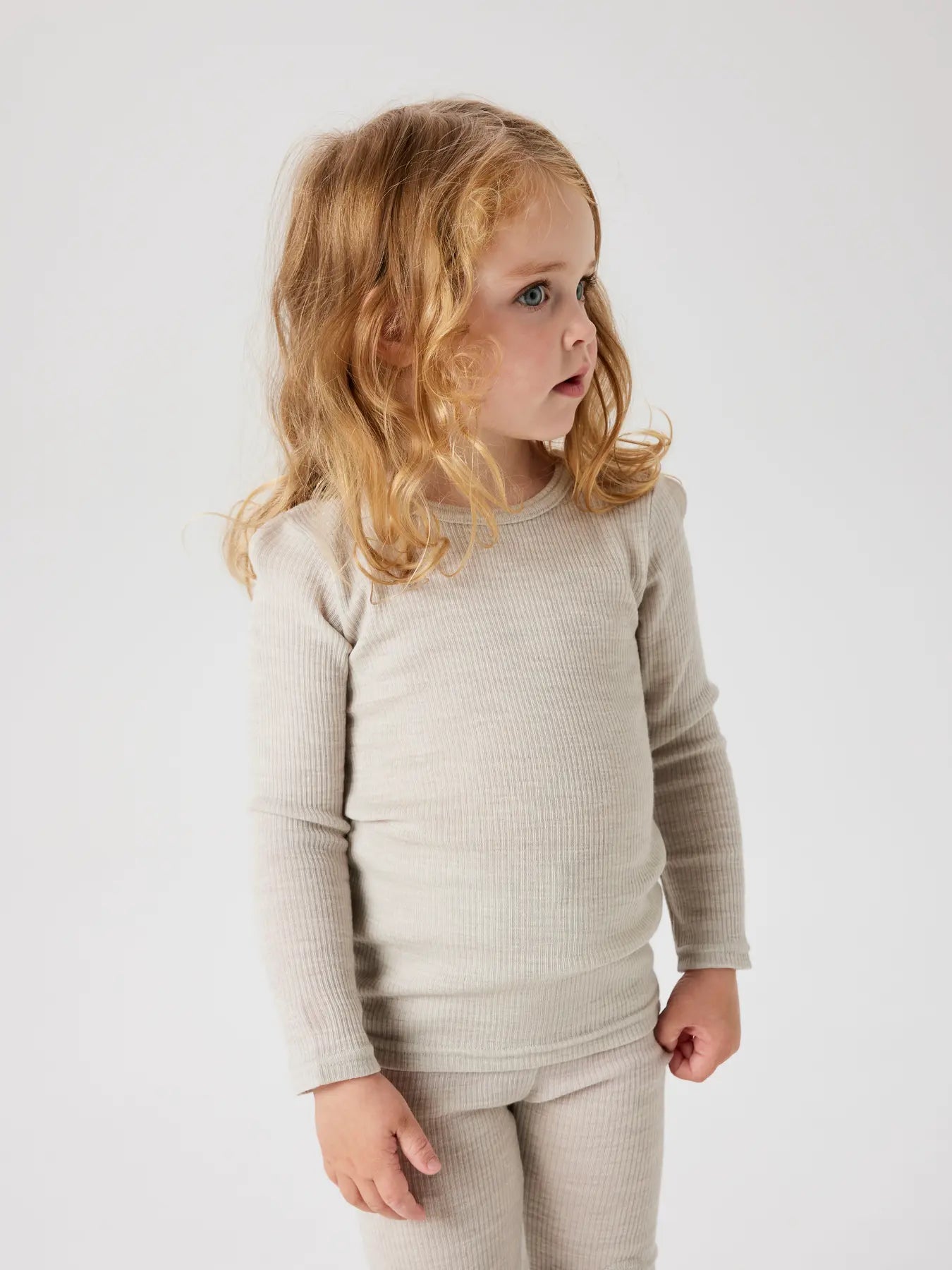 Name it - Shirt 'NMNWAX WOOL RIB LS TOP NOOS - Nacreous Cloud'