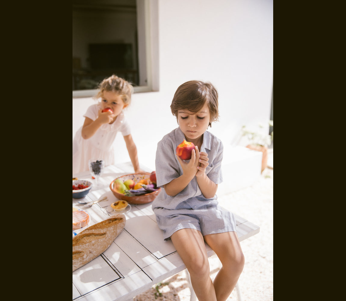 Marmar - Shorts 'Pina, Linen, bottoms, Kids, Cotton Seersucker - Mini Check'