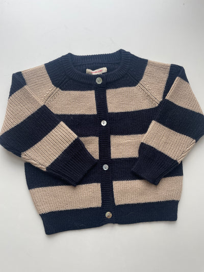 Konges Slojd - Strickjacke aus Wolle 'LAUREL BLUE CHECK - BLUE STRIPE'