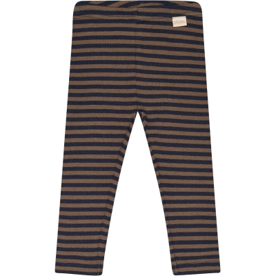 Petit Piao - Leggings mit Streifen 'Legging Modal Striped - brown/indigo plum stripe'