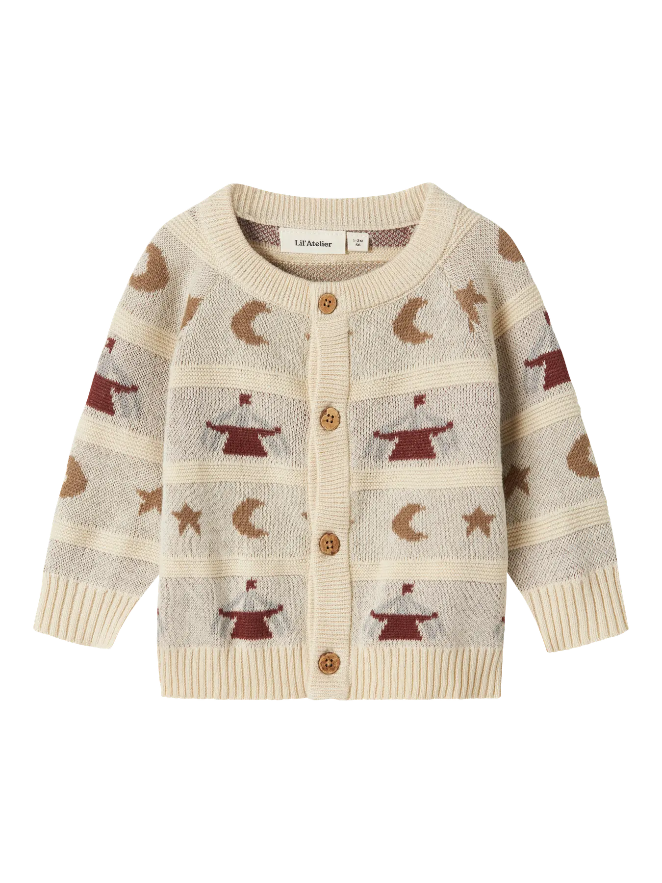 Lil Atelier - Cardigan mit Muster 'NBMLAMAI LS KNIT CARD LIL- Turtledove'