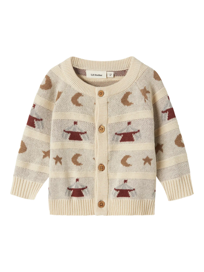 Lil Atelier - Cardigan mit Muster 'NBMLAMAI LS KNIT CARD LIL- Turtledove'