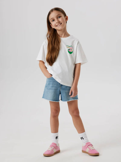 Name it - T-shirt 'NKFFANNIE SS NREG TOP - Bright White RAMEN'