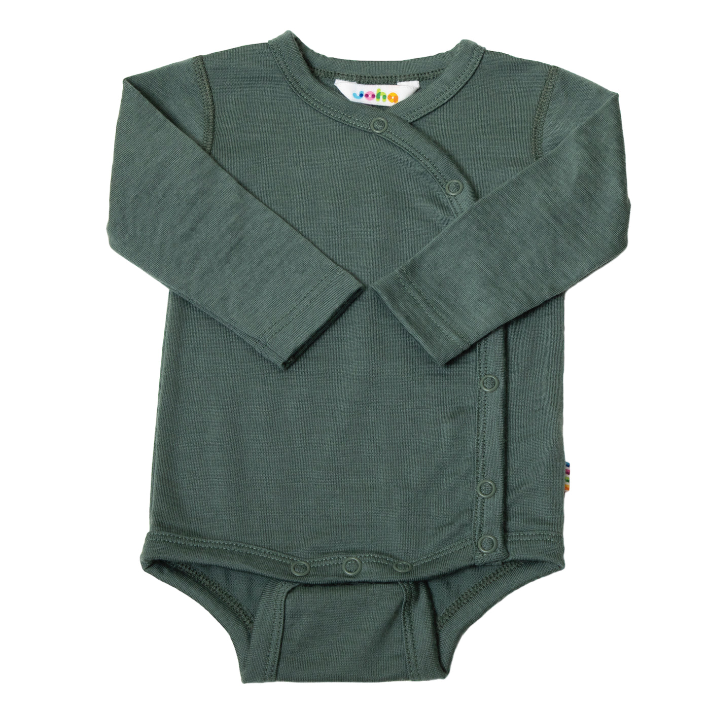 Joha - Wickelbody aus Wolle 'Body w/side closing - Dark Green'