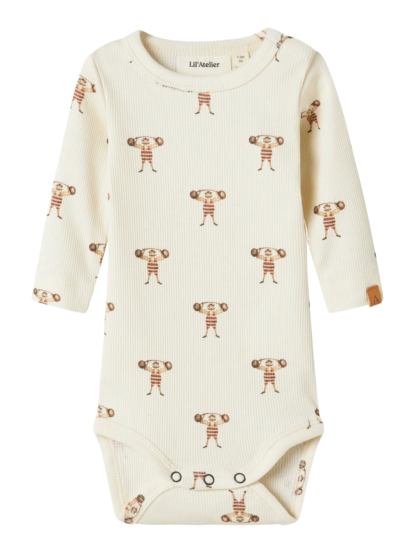 Lil Atelier - Langarm Body mit Gewichtheber'NBMLAVO ENK LS SLIM BODY LIL- Turtledove/STRONG MAN'