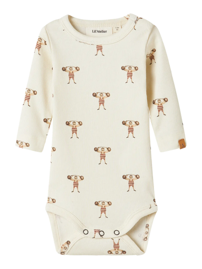 Lil Atelier - Langarm Body mit Gewichtheber'NBMLAVO ENK LS SLIM BODY LIL- Turtledove/STRONG MAN'