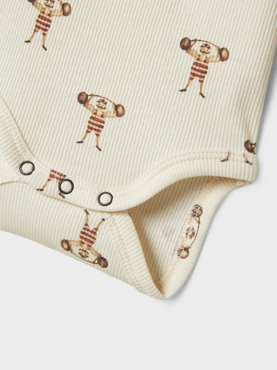 Lil Atelier - Langarm Body mit Gewichtheber'NBMLAVO ENK LS SLIM BODY LIL- Turtledove/STRONG MAN'