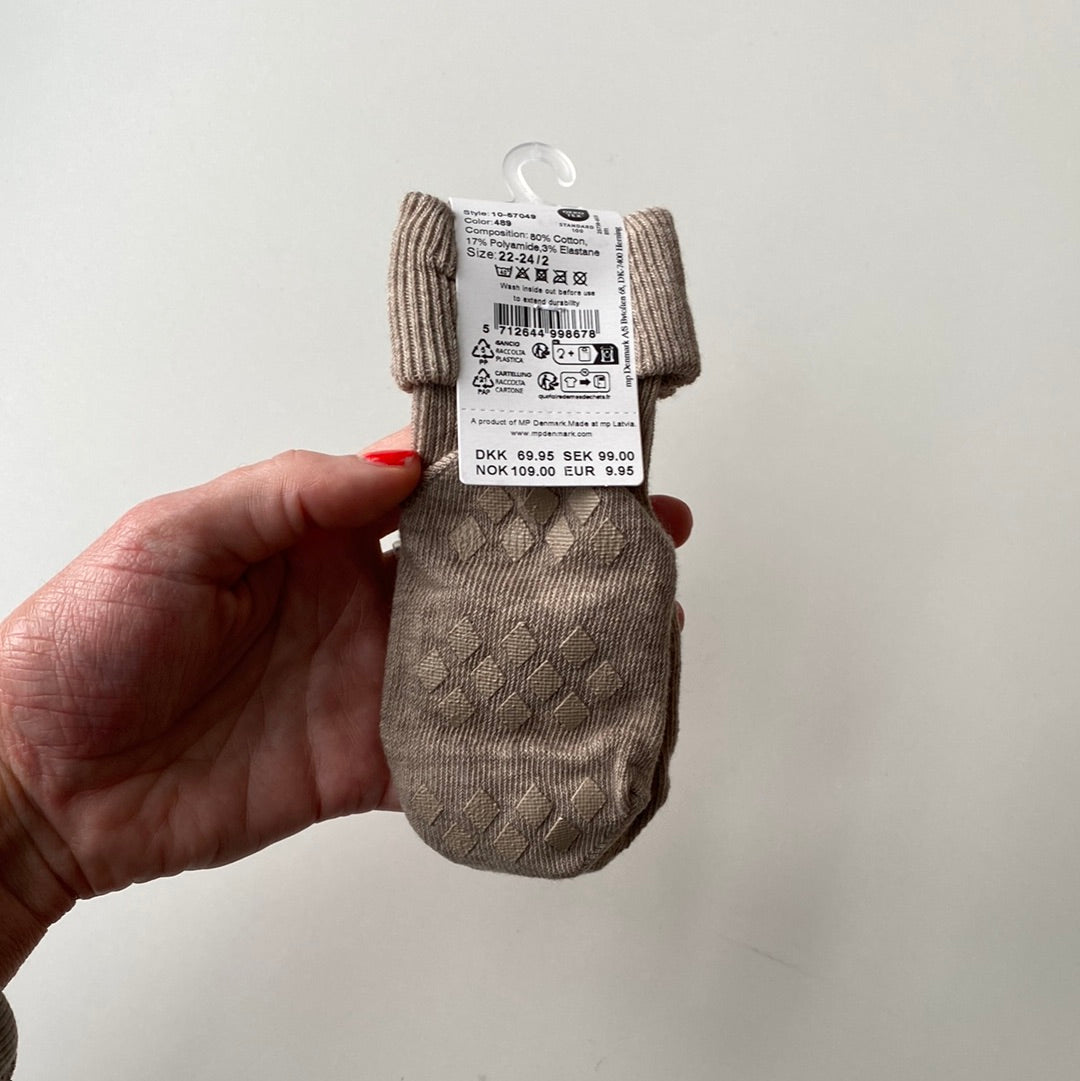 MP Denmark - Rutschfeste Socken aus Baumwolle 'Ori socks, anti-slip - Light Brown Melange'