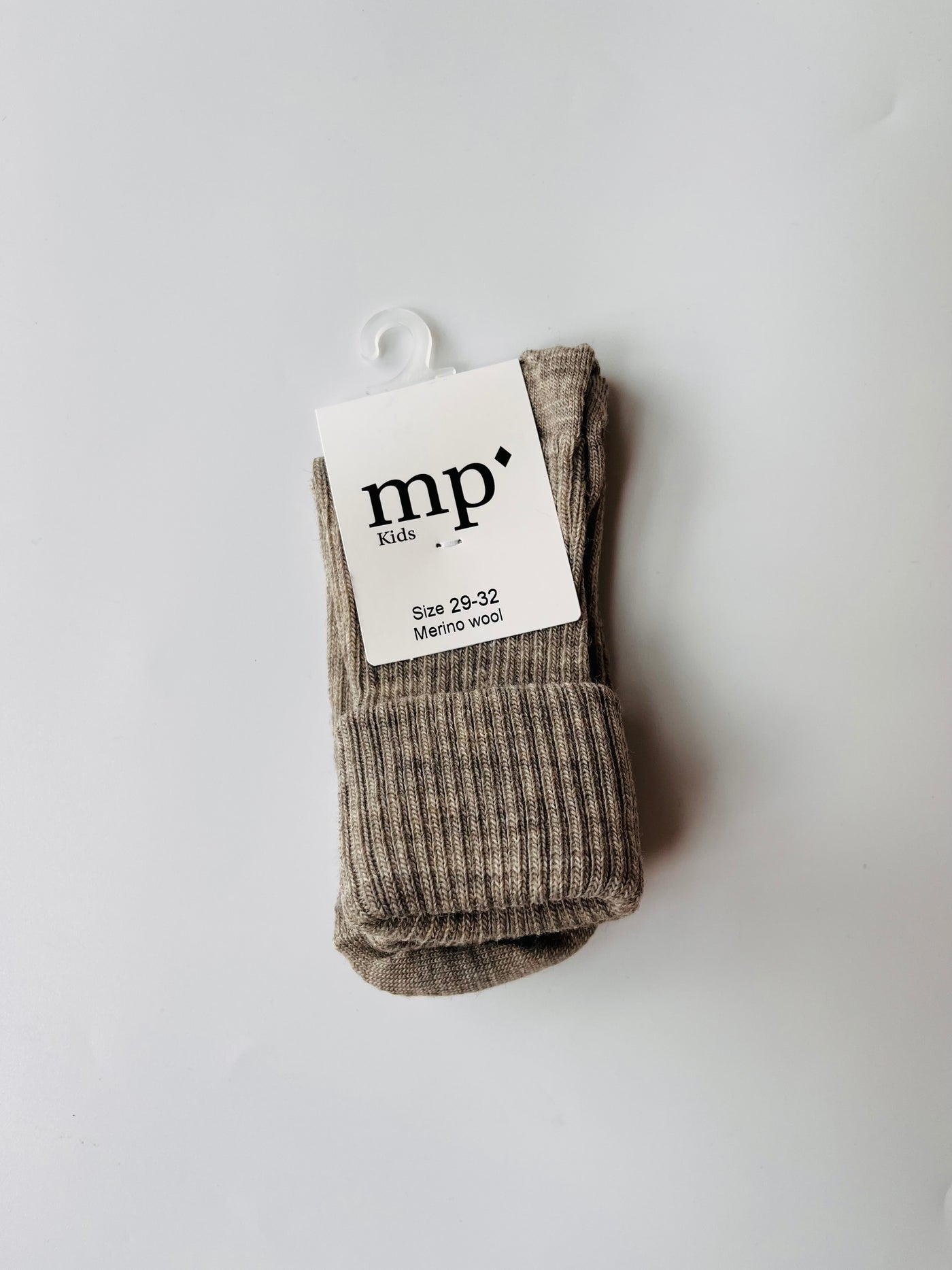 MP Denmark - Strümpfen aus Wolle 'Wool rib baby socks - Light Brown Melange'