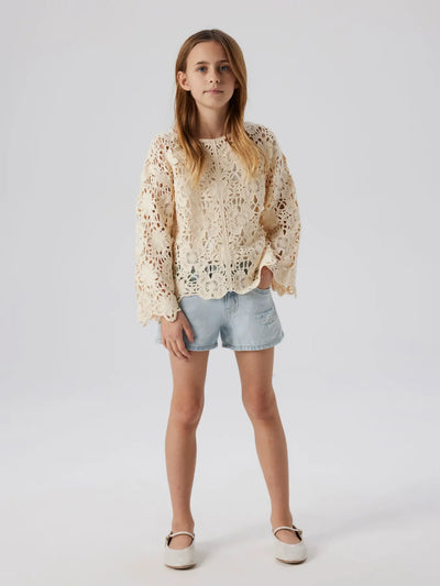 Name it - Bluse 'NKFFENRUN LS KNIT - Cloud Dancer'