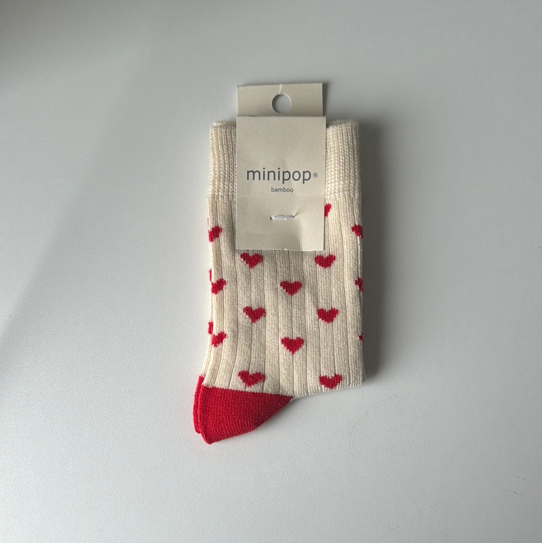 Minipop - Socken mit Herzen 'Bamboo Socks Sport - Hearts'