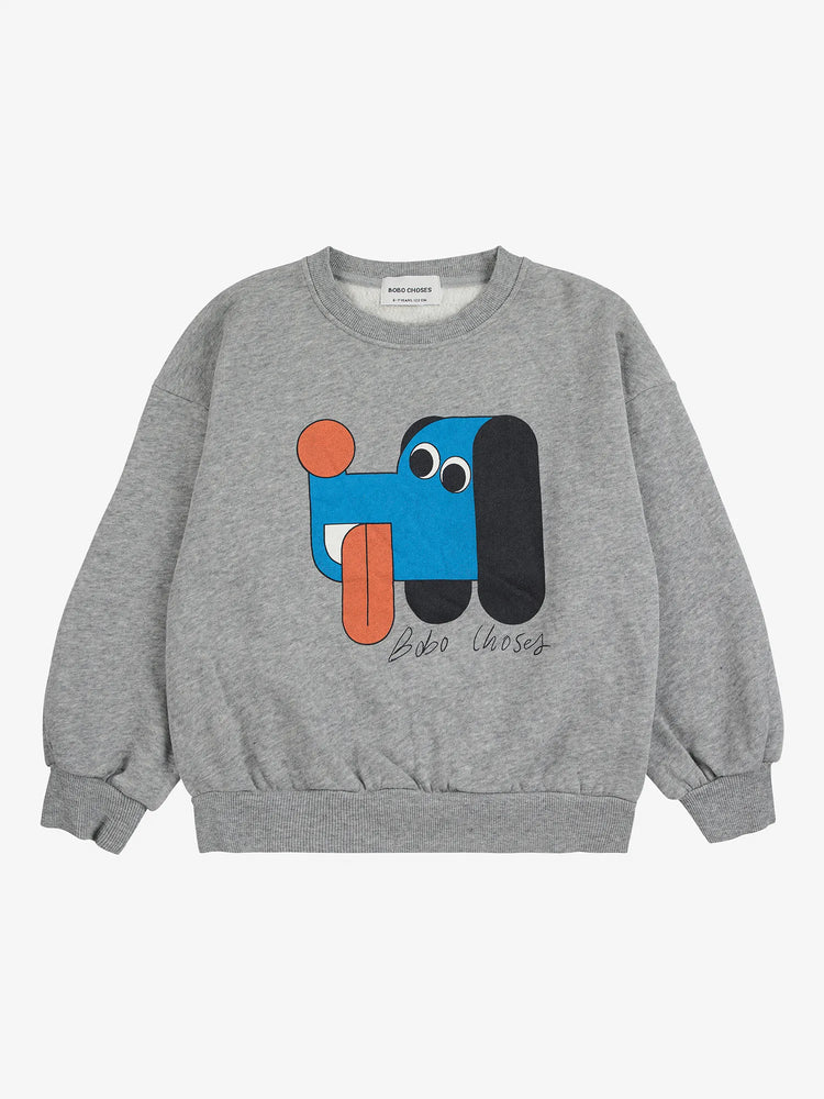 Bobo Choses - Sweatshirt mit Hundkopf 'Doggy Mate sweatshirt - LIGHT HEATHER GREY'