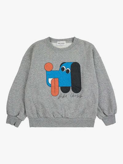 Bobo Choses - Sweatshirt mit Hundkopf 'Doggy Mate sweatshirt - LIGHT HEATHER GREY'