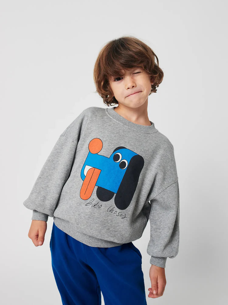 Bobo Choses - Sweatshirt mit Hundkopf 'Doggy Mate sweatshirt - LIGHT HEATHER GREY'