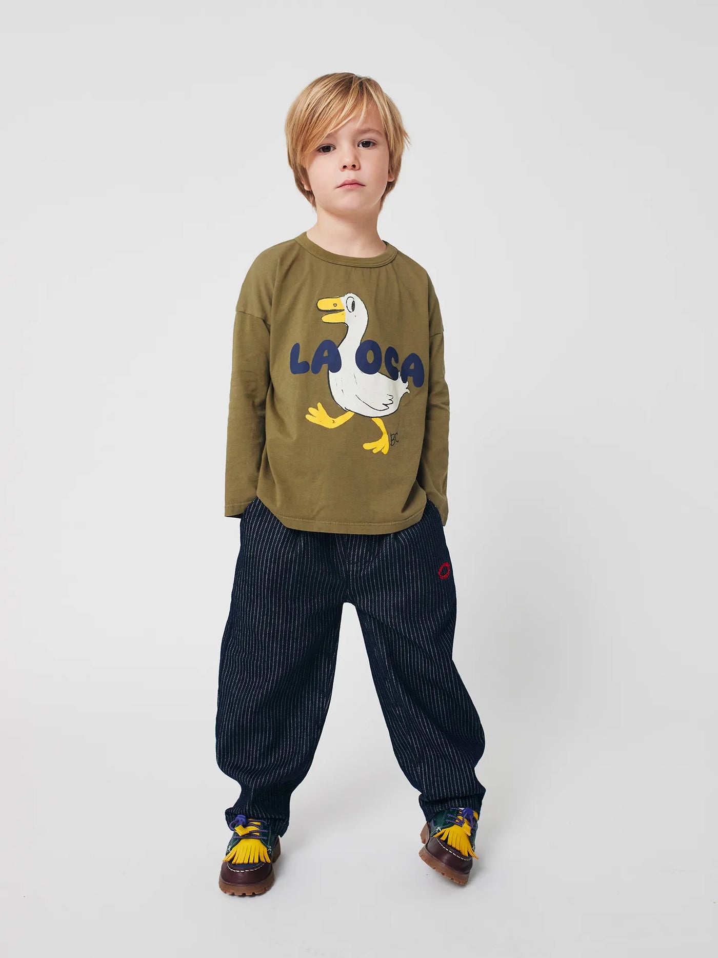 Bobo Choses - Jeans Hose mit Streifen 'Tic Tac Toe denim pants - NAVY BLUE'