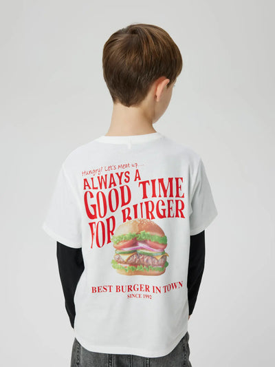 Name it - T-shirt 'NKMDUSTER NREG SS TOP - Bright White BURGER'