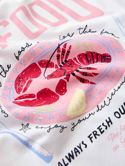 Name it - T-shirt 'NKFFANNIE SS NREG TOP - Bright White SEAFOOD'