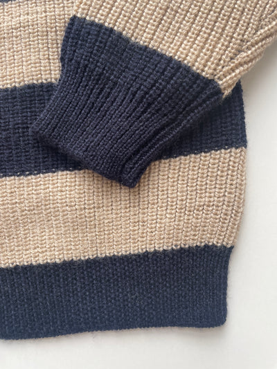 Konges Slojd - Strickjacke aus Wolle 'LAUREL BLUE CHECK - BLUE STRIPE'