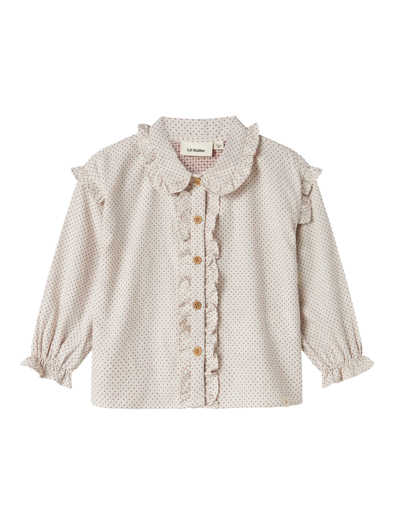 Lil Atelier - Bluse mit Punkten 'NMFOLENA LS LOOSE SHIRT LIL - Pastel Parchment'