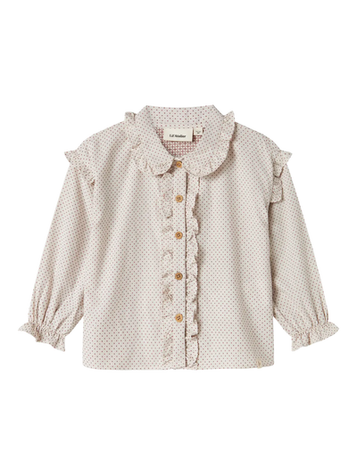 Lil Atelier - Bluse mit Punkten 'NMFOLENA LS LOOSE SHIRT LIL - Pastel Parchment'