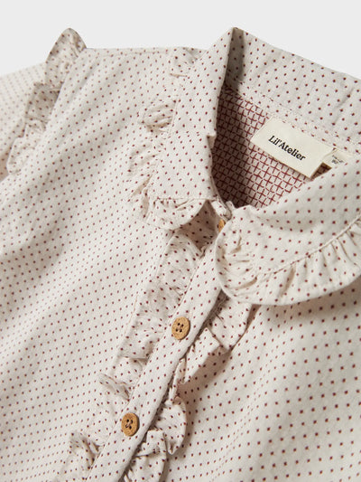 Lil Atelier - Bluse mit Punkten 'NMFOLENA LS LOOSE SHIRT LIL - Pastel Parchment'