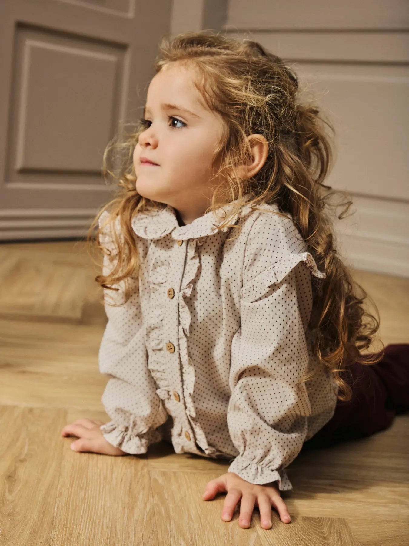 Lil Atelier - Bluse mit Punkten 'NMFOLENA LS LOOSE SHIRT LIL - Pastel Parchment'
