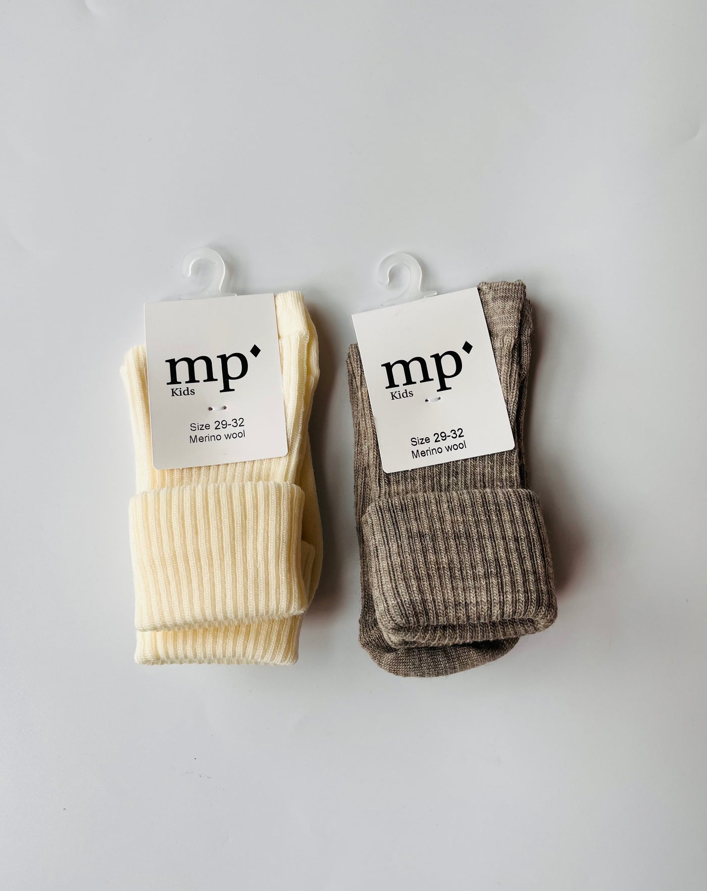 MP Denmark - Strümpfen aus Wolle 'Wool rib baby socks - Light Brown Melange'