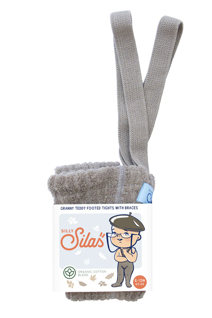 Silly Silas - Tights mit Fuss Gerippt 'Granny Teddy Footed cotton Tights - OYSTER GREY'