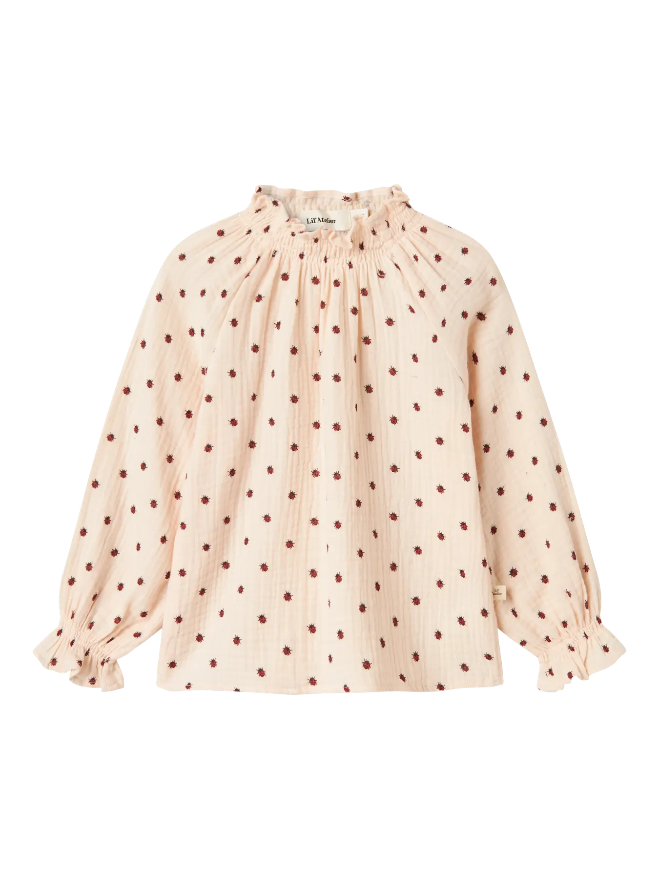 Lil Atelier - Musselin shirt mit Marienkäfer 'NMFLILIA LS LOOSE SHIRT LIL - Silver Peony'