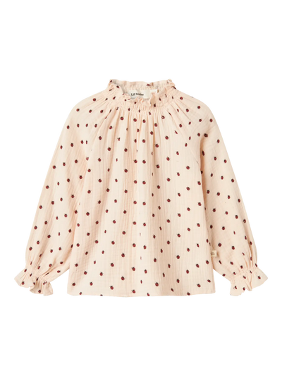 Lil Atelier - Musselin shirt mit Marienkäfer 'NMFLILIA LS LOOSE SHIRT LIL - Silver Peony'