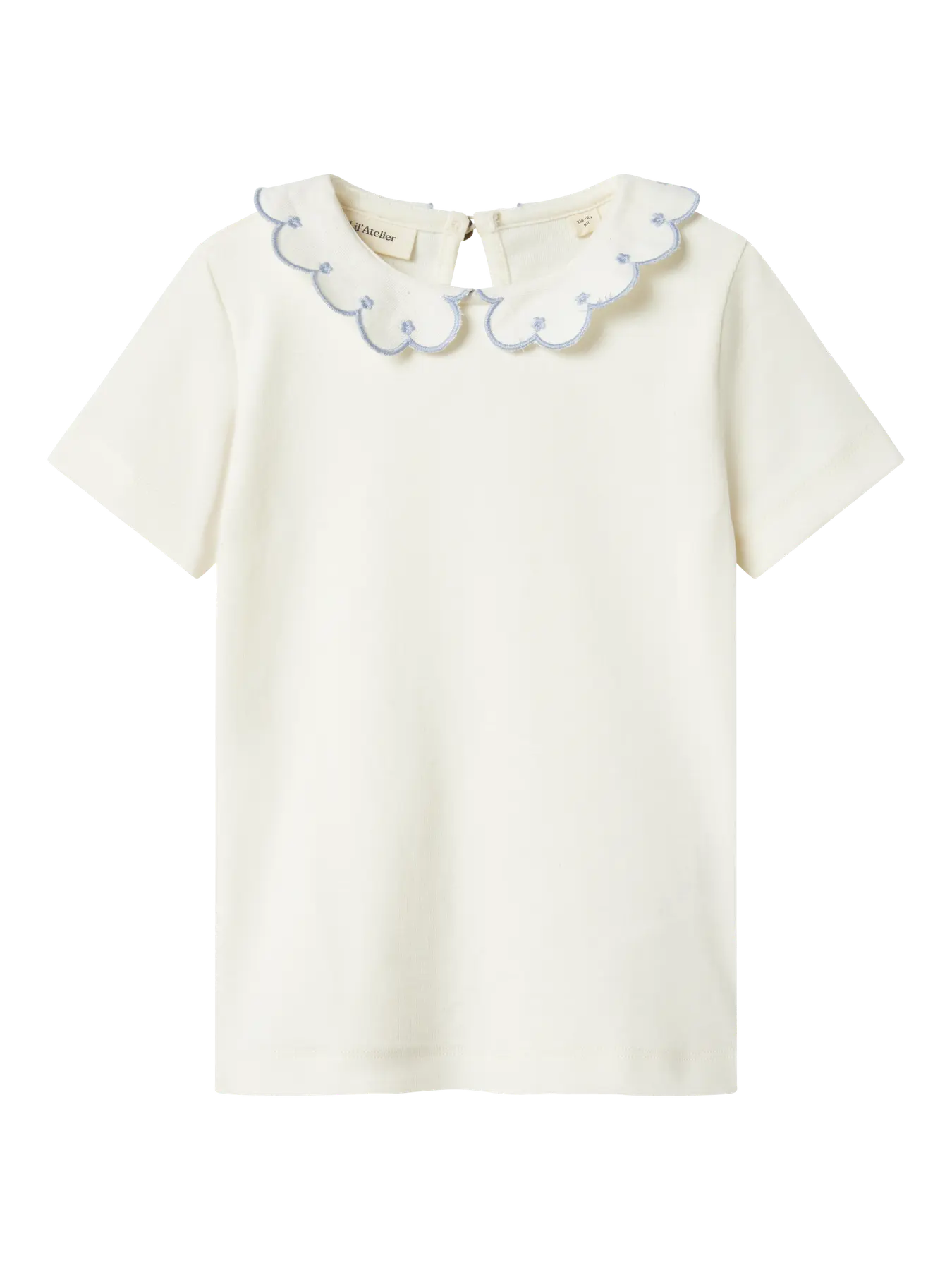 Lil Atelier - T-shirt 'NMFFUNDO SS SLIM TOP LIL - Coconut Milk ZEN BLUE'