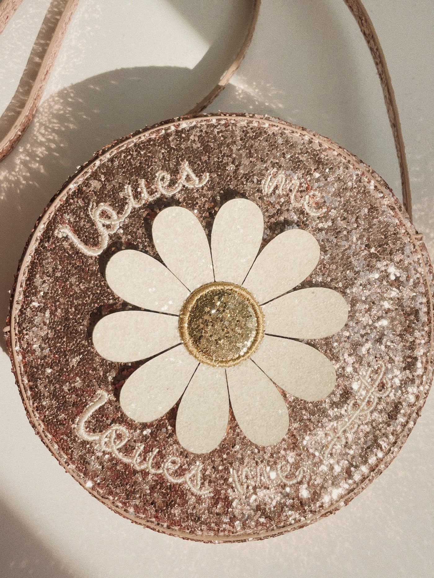 Konges Slojd - Umhängetasche mit Blumen 'DAISY SHOULDER BAG - CAMEO ROSE GLITTER'