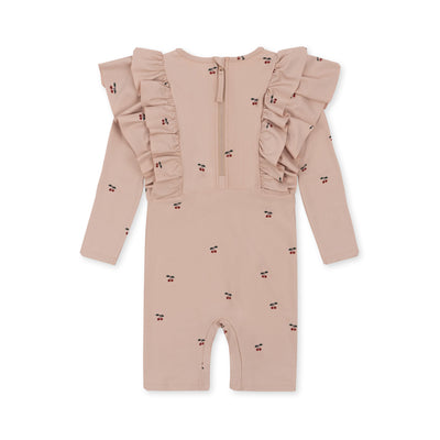 Konges Slojd - UV Badeanzug mit Kirschen 'MANUCA FRILL ONESIE GRS - CHERRY BLUSH'