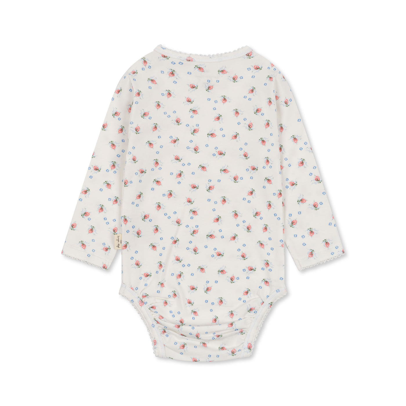 Konges Slojd - Langarmbody mit Blumen 'BASIC LS BODY GOTS - BRISE DÉ ÉTÉ WHITE'