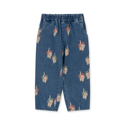 Konges Slojd - Jeans mit Katzen 'MAGOT FRILL PANTS - KITTY BOW'