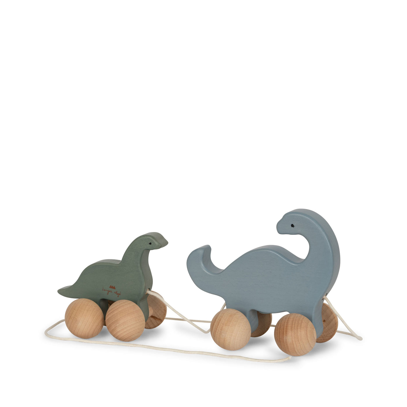 Konges Slojd - Teckel mit Dinos aus Holz 'ROLLING DINO FAMILY FSC - BLUE'