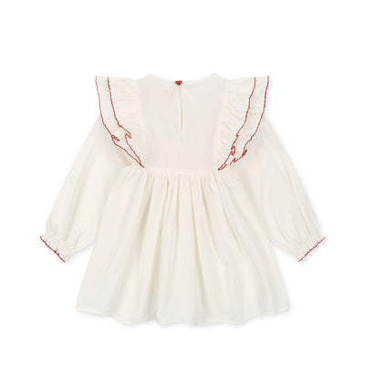 Konges Slojd - Kleid mit Herzen 'COEUR DRESS - OPTIC WHITE'