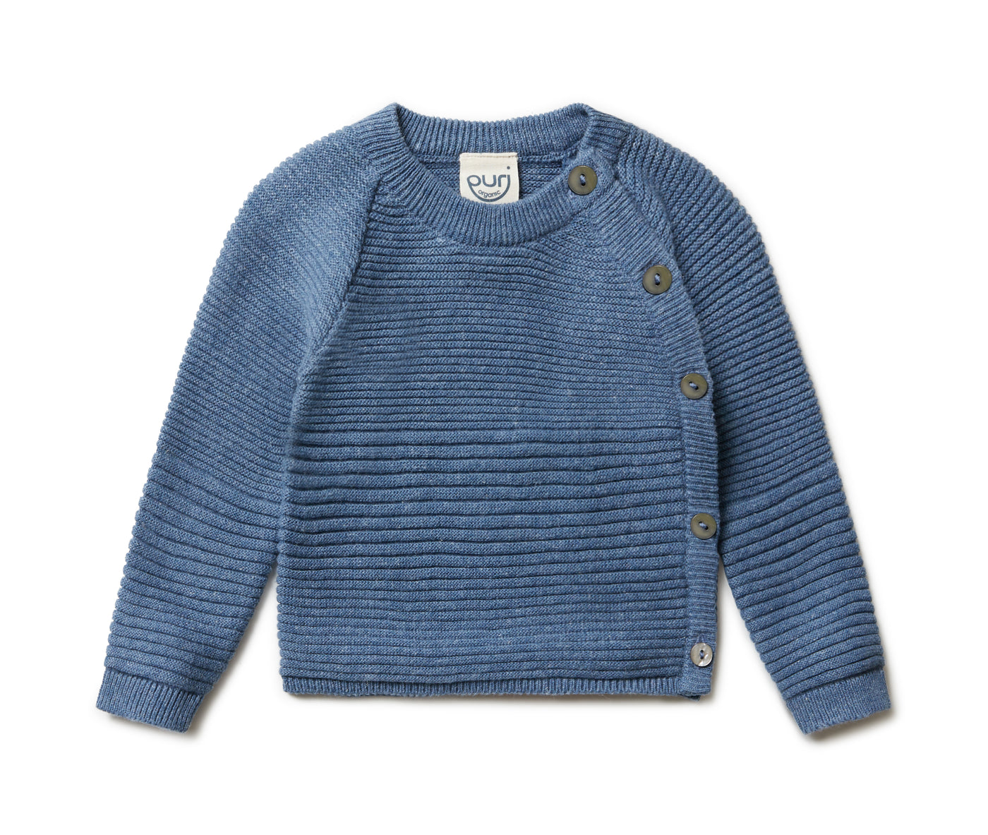 Puri Organic- Cardigan aus Baumwolle ' Kimono Volumenkrausstrick- navy'
