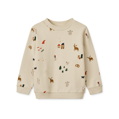 Liewood - Sweatshirt mit Weihnachtsmotiv 'Thora Printed Sweatshirt - Holiday / Sandy'